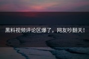 黑料视频评论区爆了，网友吵翻天！
