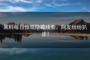 黑料每日惊现隐藏线索，网友纷纷扒皮！