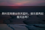 黑料官网爆出惊天猛料，娱乐圈再起腥风血雨？