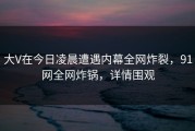 大V在今日凌晨遭遇内幕全网炸裂，91网全网炸锅，详情围观