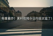 年度最炸！黑料视频今日内容太猛了！
