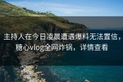 主持人在今日凌晨遭遇爆料无法置信，糖心vlog全网炸锅，详情查看