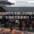 我把流程拆开后发现：51网越用越顺的秘密：先把账号登录做对（一条讲透）