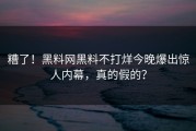糟了！黑料网黑料不打烊今晚爆出惊人内幕，真的假的？