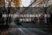 黑料不打烊在线连续爆料五天，背后谁在操控？