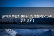 黑料集中营！黑料不打烊在线又双叒更新猛料！