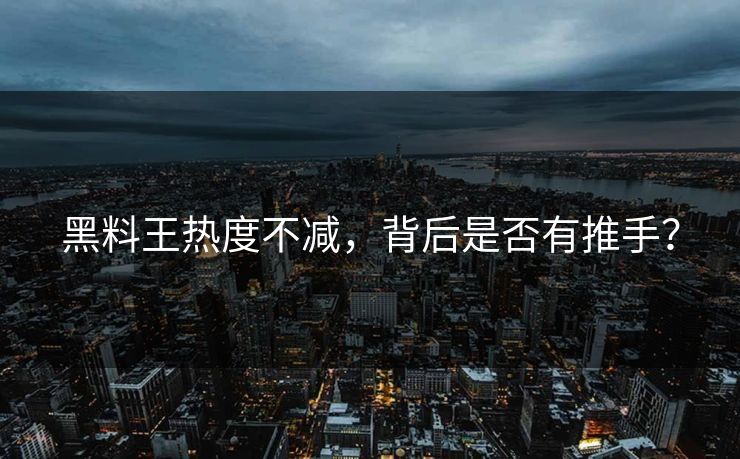 黑料王热度不减，背后是否有推手？