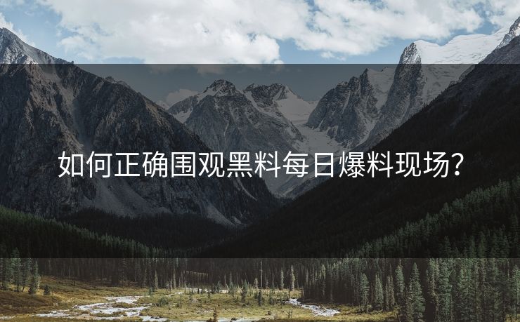 如何正确围观黑料每日爆料现场？