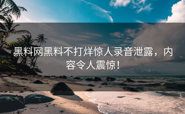 黑料网黑料不打烊惊人录音泄露，内容令人震惊！