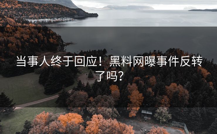 当事人终于回应！黑料网曝事件反转了吗？