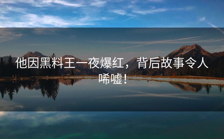 他因黑料王一夜爆红，背后故事令人唏嘘！