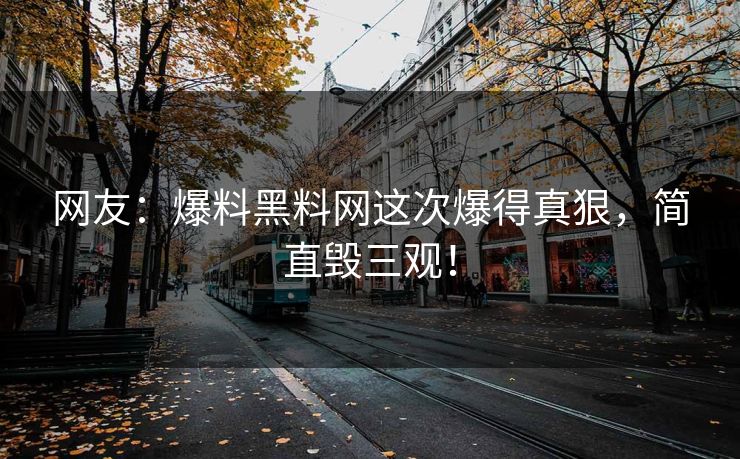 网友：爆料黑料网这次爆得真狠，简直毁三观！