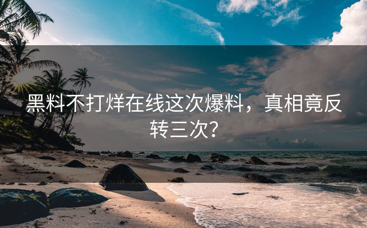 黑料不打烊在线这次爆料，真相竟反转三次？
