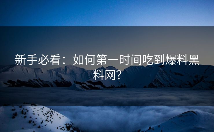 新手必看：如何第一时间吃到爆料黑料网？