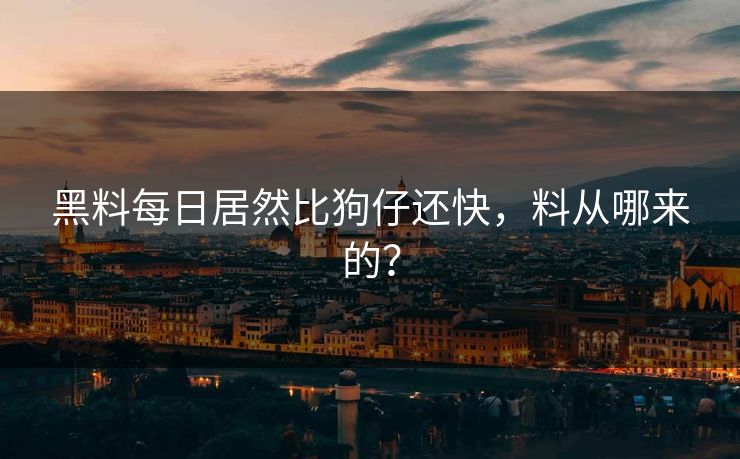 黑料每日居然比狗仔还快，料从哪来的？