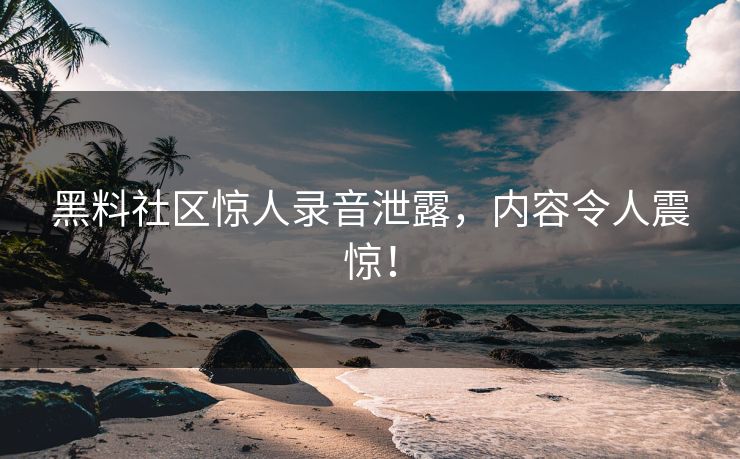 黑料社区惊人录音泄露，内容令人震惊！