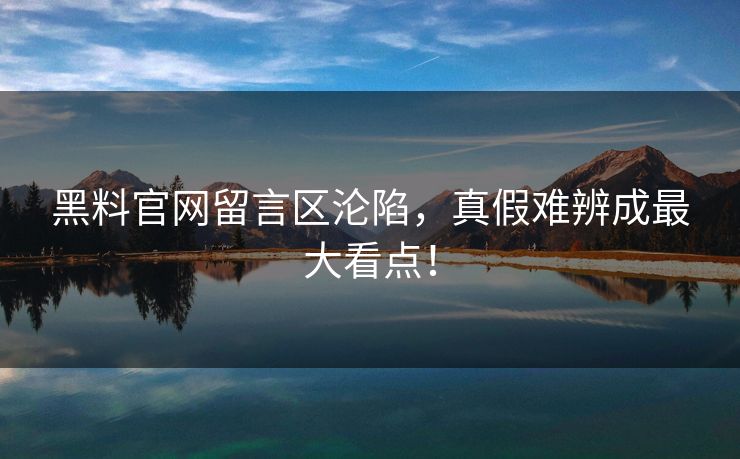 黑料官网留言区沦陷，真假难辨成最大看点！