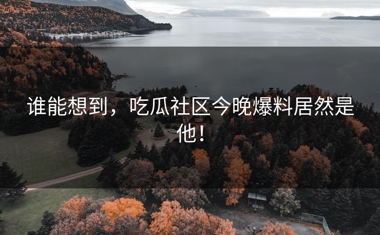谁能想到，吃瓜社区今晚爆料居然是他！