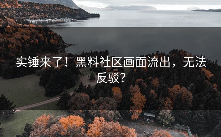 实锤来了！黑料社区画面流出，无法反驳？