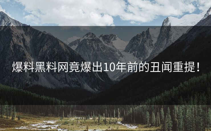 爆料黑料网竟爆出10年前的丑闻重提！