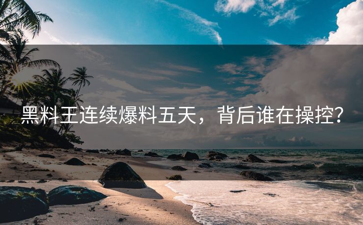 黑料王连续爆料五天，背后谁在操控？