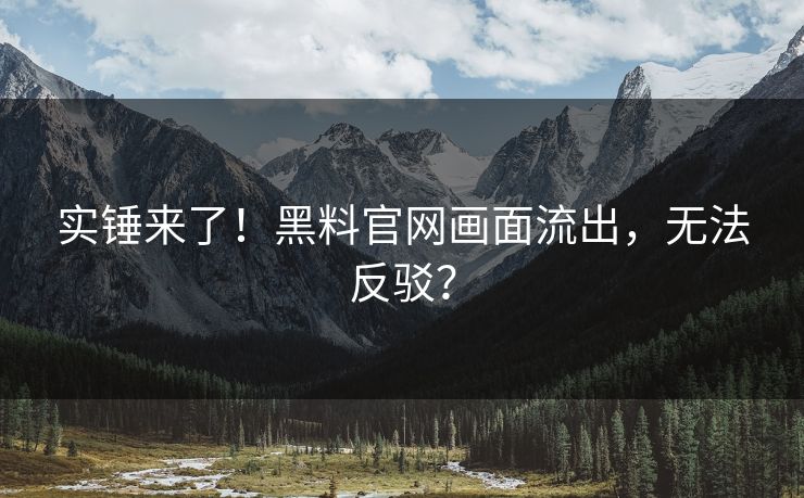 实锤来了！黑料官网画面流出，无法反驳？