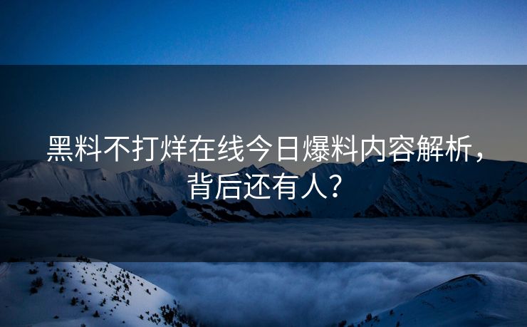 黑料不打烊在线今日爆料内容解析，背后还有人？