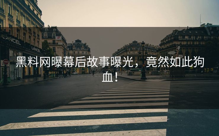黑料网曝幕后故事曝光，竟然如此狗血！