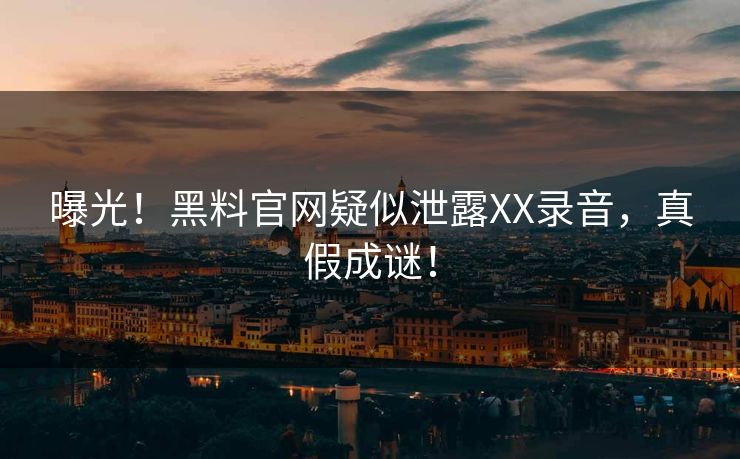 曝光！黑料官网疑似泄露XX录音，真假成谜！