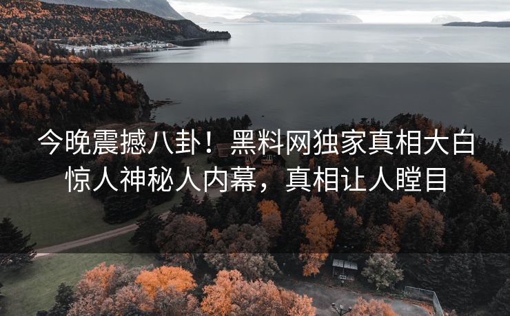 今晚震撼八卦！黑料网独家真相大白惊人神秘人内幕，真相让人瞠目