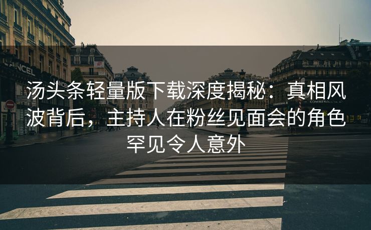 汤头条轻量版下载深度揭秘：真相风波背后，主持人在粉丝见面会的角色罕见令人意外