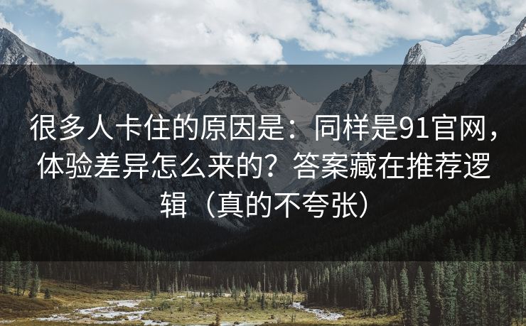 很多人卡住的原因是：同样是91官网，体验差异怎么来的？答案藏在推荐逻辑（真的不夸张）
